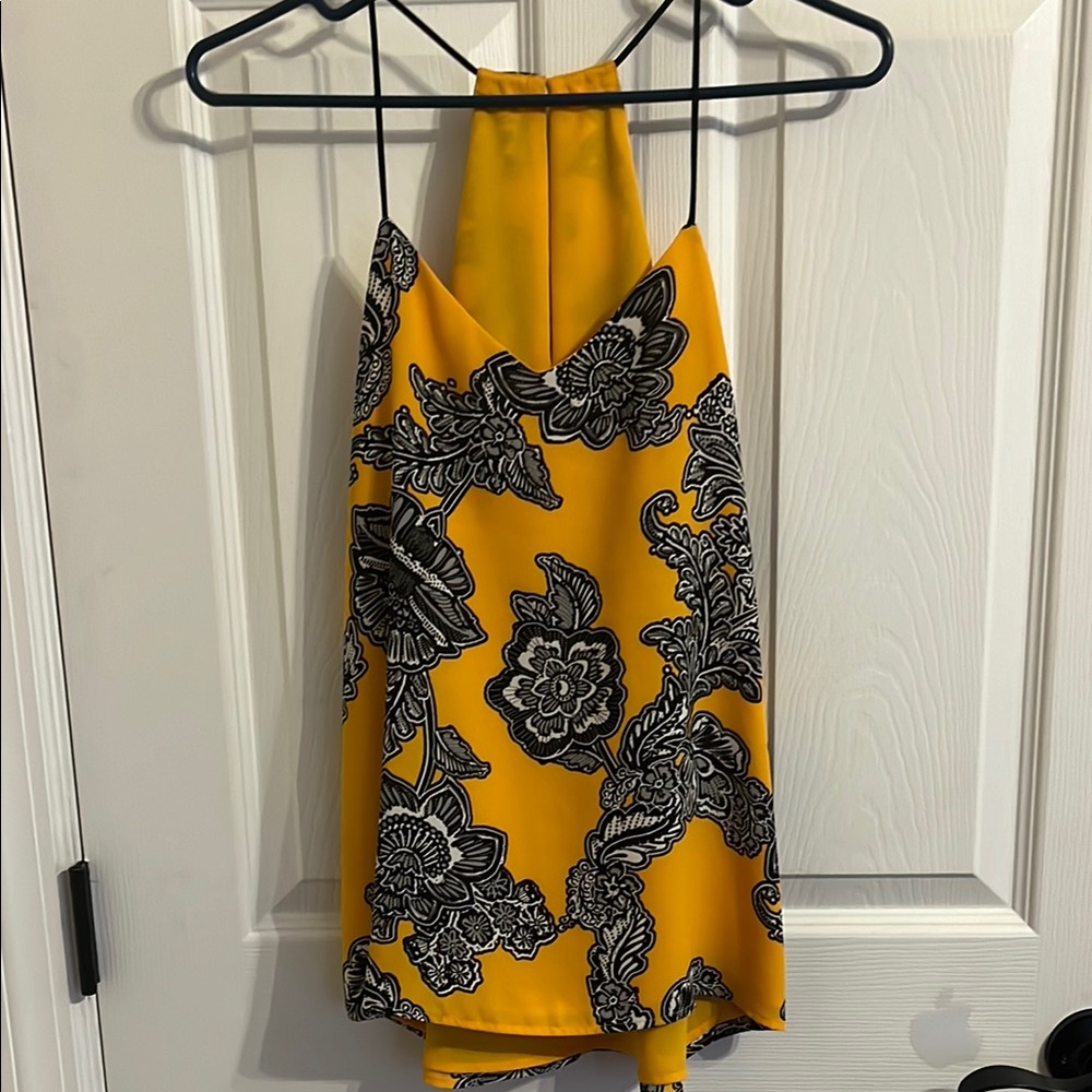 Express Yellow Floral Halter Top